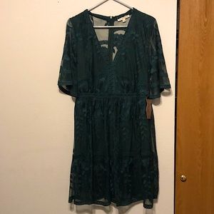 Haute Monde jade green midi dress. Size Large.